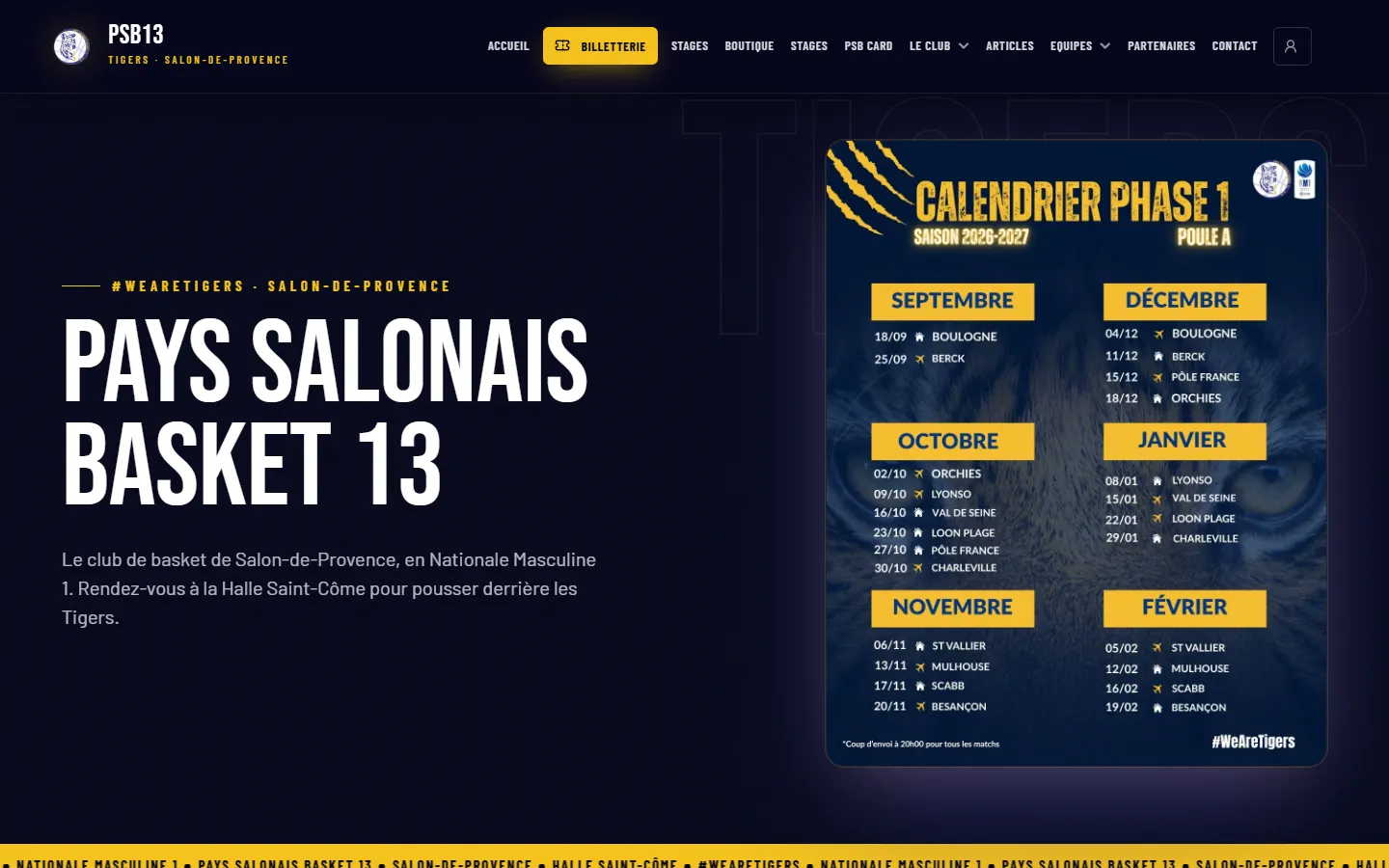 Pays Salonais Basket 13 après la refonte — page Accueil