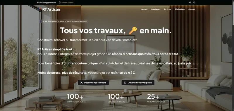 Aperçu du site RT Artisans